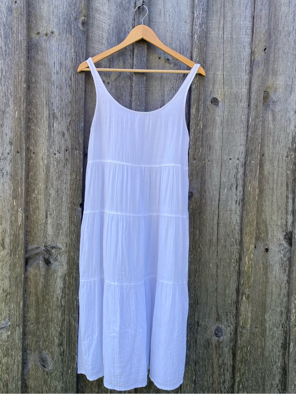 ARITZIA WILFRED FREE tiered organic cotton sleeveless midi dress white